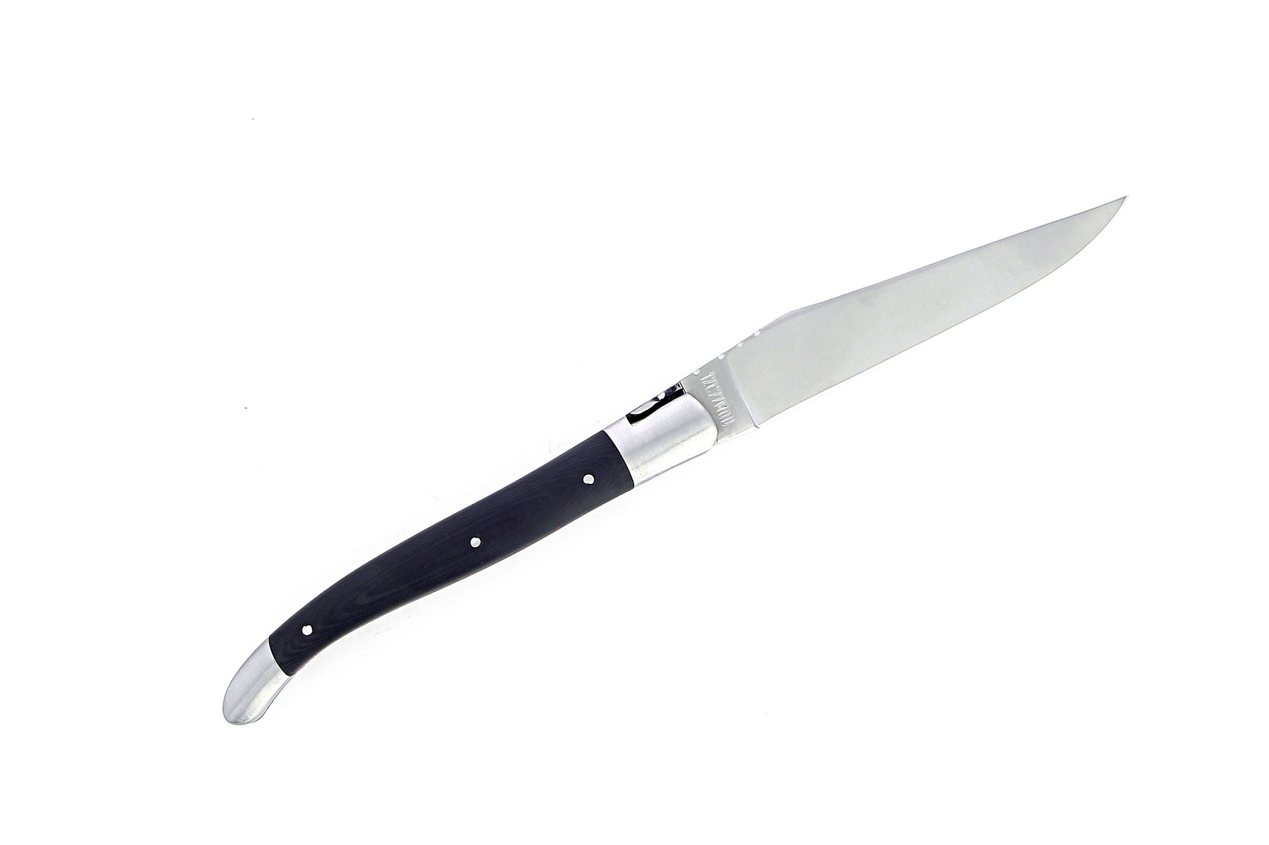 Benoit l'Artisan  Couteau de Laguiole pliant avec tire-bouchon, 12 cm,  manche en bois de cerf, mitres inox brossées