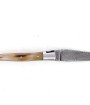 Laguiole 12 cm Abeille Forgée Double Platine manche en corne massive blonde et deux mitres inox lame damas inox