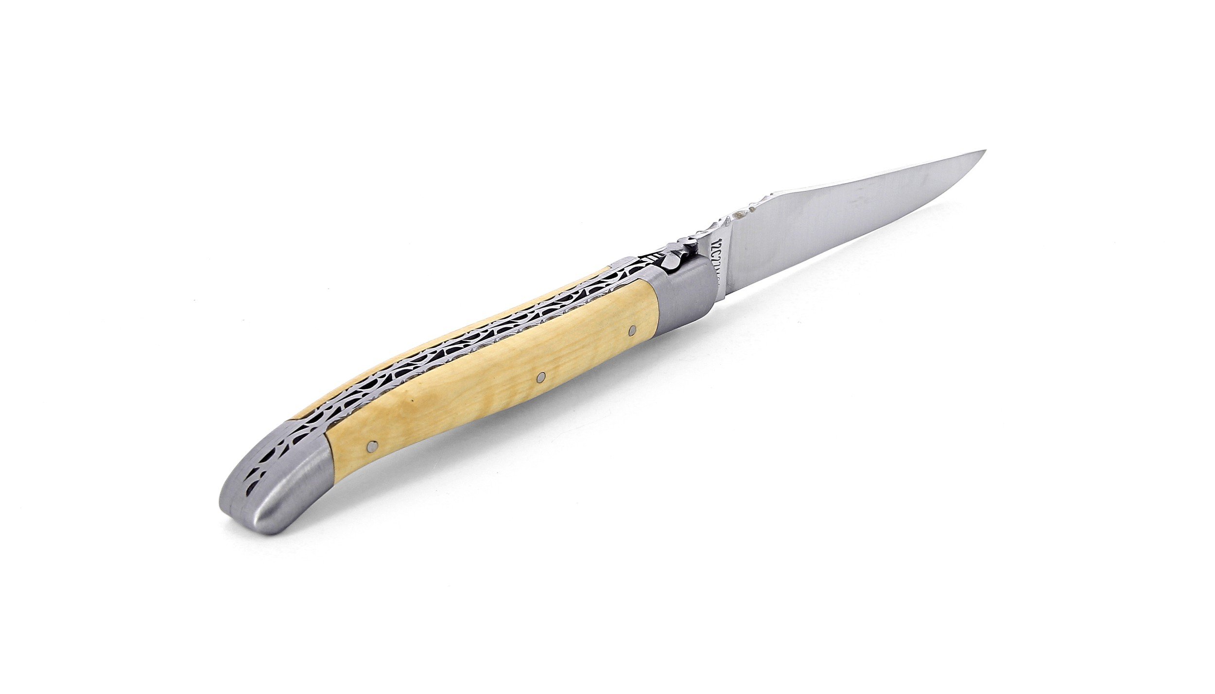 Couteau Laguiole pliant 12cm 1 pièce en buis lame damas inox japonais
